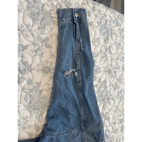 &Demin Distressed Blue Jacket With Button Closure Front Pockets, Small - Picture 12 of 12